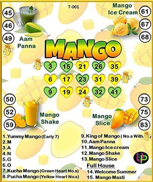 UltPult Tambola Food Theme Tickets (Mango) Board Game Accessories