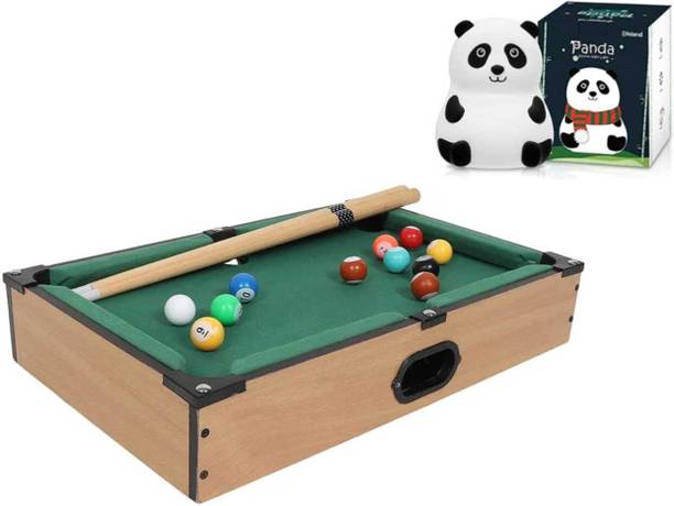JOYFULJOURNEY Wooden Mini Snooker Table – Billiard Pool Game + [Free Panda Lamp] Party & Fun Board Game