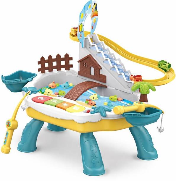 Braintastic Happy Fishing Game Toy with Music & Light, Magnetic Fish Catching Table Educational Board Games