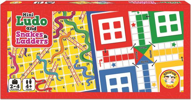 Edufun toys Mini Ludo and Snakes and Ladders (10" x 10" Board) Party & Fun Board Game