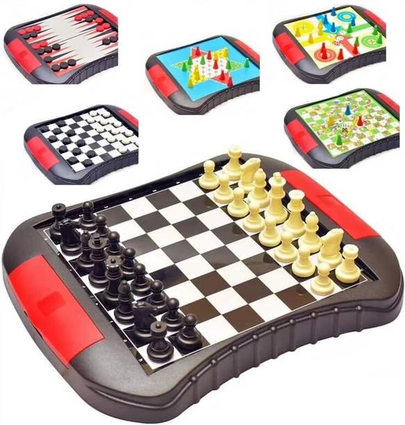 Mynxe 6in1 Magnetic Chess Ludo Travel Board Game Set for Kids & Adults Snake-& Ladders Board Game Accessories