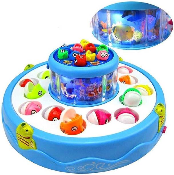 VAALYATOYS Plastic Fish Catching Game Big with 26 Fishes and 4 Pods Party & Fun Board Game