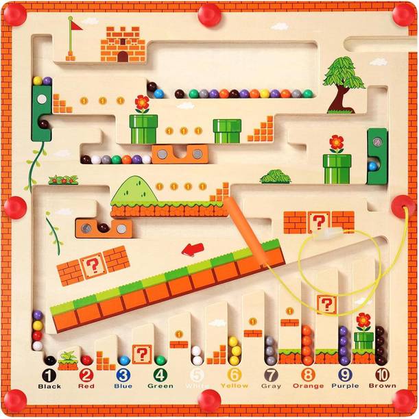 AASHRO MALL Wooden Magnetic Maze Board Toy – Montessori Color & Counting Puzzle Game Educational Board Games