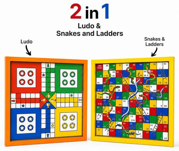 Ayunix 2 in 1 colourfull wooden ludo and snake and ladders wooden board game Party & Fun Board Game