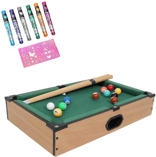 Premio Coppex Wooden Mini Snooker Table – Billiard Pool Game + (Free Tattoo Pen) Strategy & War Board Game