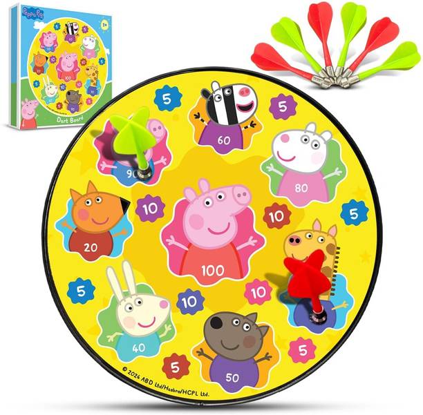 Wembley Magnetic Dart Game for Kids & Adults with 6 Darts Indoor Games Peppa Pig Dart Board Game