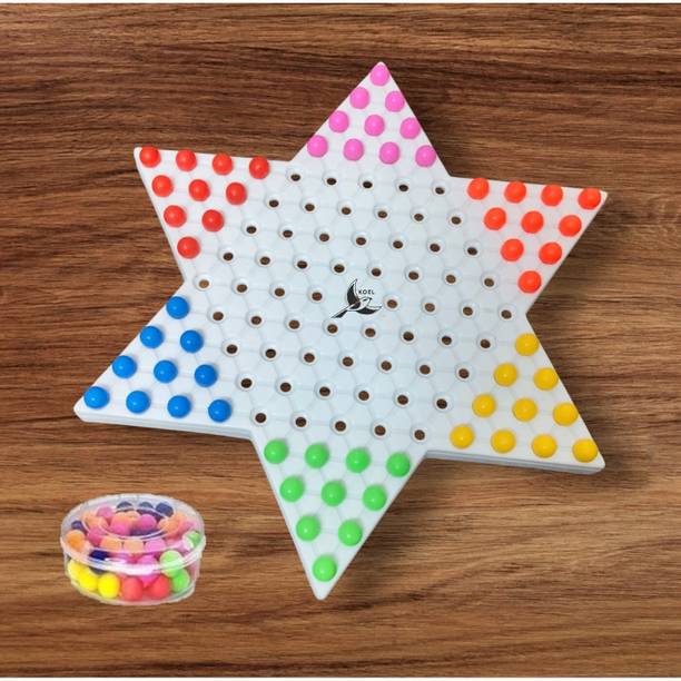Koel Plastic Chinese Checker as Pegboard Set for Counting, Color Sorting Strategy & War Board Game