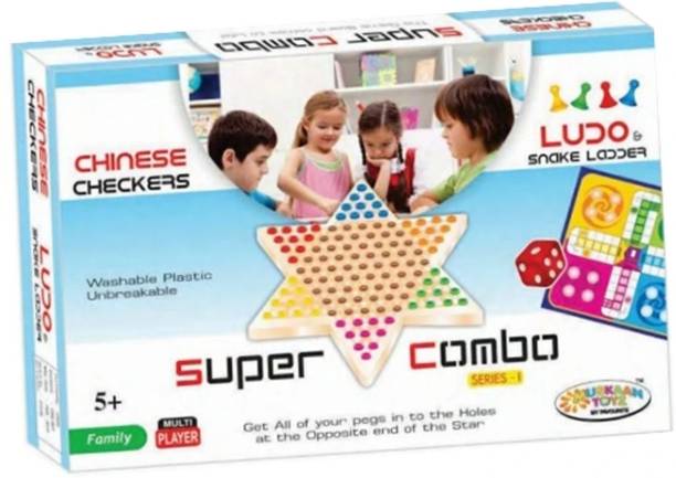 PIXPLAY 3 in 1 Chainese Checker, Ludo, Snakes and Ladder Board Game For kids and Adults Board Game Accessories
