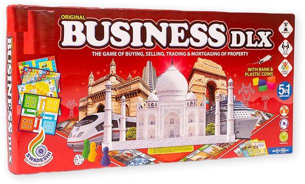 zokato Orginal Business 5 in 1 Deluxe Game with Plastic Money Coins Board Game Accessories