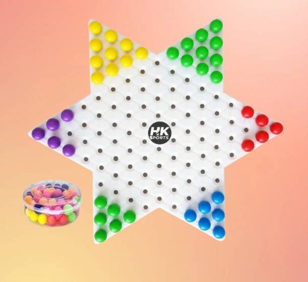 HK Sports Plastic Chinese Checkerboard with Checker Ball used as Peg Board Strategy & War Board Game