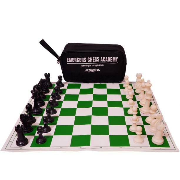 Emergers Chess Academy 17'' X 17'' Vinyl Tournament Chess Set with Carry Bag Strategy & War Board Game