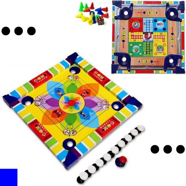 Aarvee Colourful Carrom Board Kids 14" Inch With Ludo Indoor Game Sport with Coins_ 164 Carrom Board Game