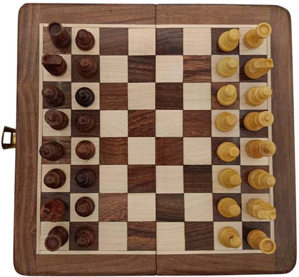 aarambhcraft handcrafted magnetic wooden chess set foldable board game kids adults 7 in accessories