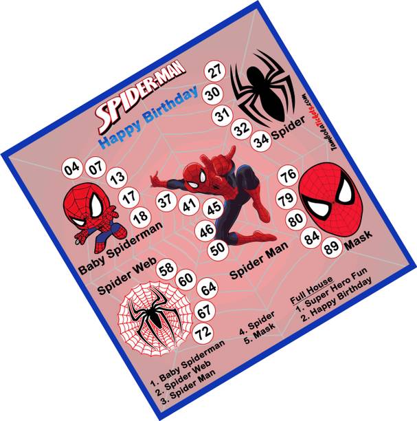 Tambola Tickets Super Hero Spider-Man Theme Tambola Housie Tickets (24 Cards) Board Game Accessories