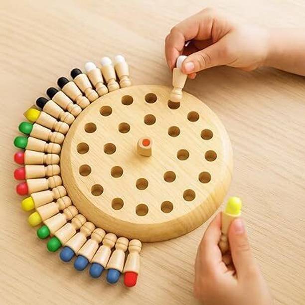 SmartKids Wooden Memory Chess Game for Kids, Color Matching Brain Development Toy Educational Board Games