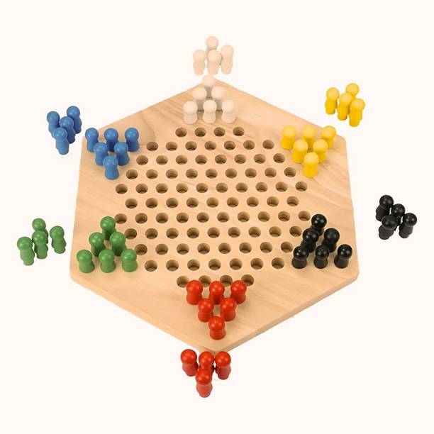 Cluttch Play Wooden Chinese Checkers Board Game for Family & Friends Board Game Accessories