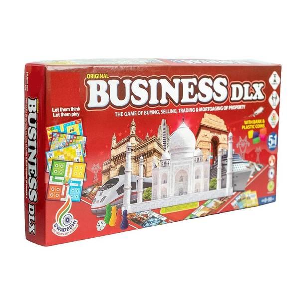 ARNIYAVALA Fun Filled Business 5 in 1 Deluxe Game with Plastic Money Coins for Young Businessmen to Learn Trading and Other Systems of Buying and Selling Money & Assets Board Game
