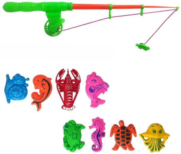 ANO Fishing Rod with 8 Fish for Kids, Just Put the Fishes in water, Catch the fish , Educational Board Games