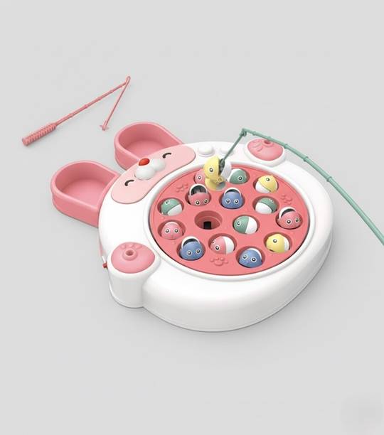 PurpleCare Educational Rotating Fish Pond Fishing Toy for Toddlers with 2 Fishing Rods Party & Fun Board Game