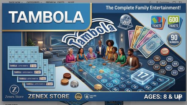 Zenex store Family Tambola Game Set – Housie Board Game with Tickets, Tokens Fun for Parties Party & Fun Board Game