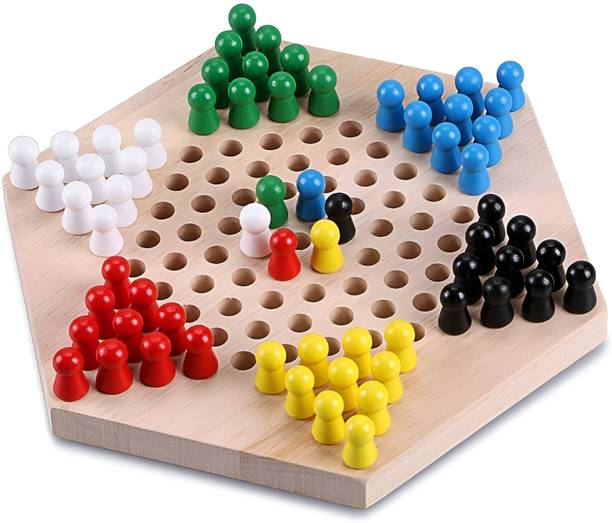 Yas Boss Wooden Chinese Checkers Board | Strategy Game for Kids & Adults | Family Fun Party & Fun Board Game