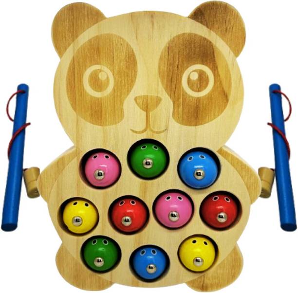 VAATHSALYA'S Wooden Panda Magnetic Fishing Game Fishing Toy for Toddlers Montessori Toy Educational Board Games