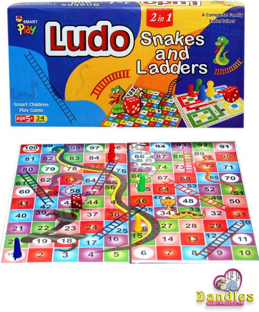 DANDLES Ludo 2 In 1 Snakes & Ladders Board Game for Kids & Family | 3+ Years Party & Fun Games Board Game