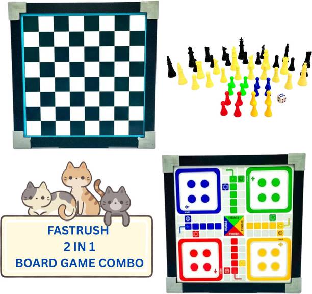 Fast Rush chess board with ludo board game. 2 in 1 game combo (frame 12X12) Board Game Accessories