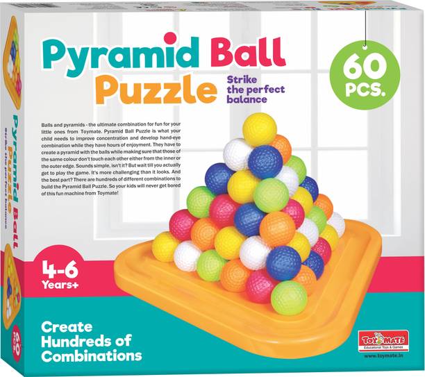 Toymate Pyramid Ball Puzzle- 60Pcs. Multicoloured ball game to develop concentration and balance-A game for kids 5 Years & above. Educational Board Games