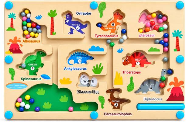 RNZIVA Wooden Dinosaur Puzzle Board for Kids Educational Board Games