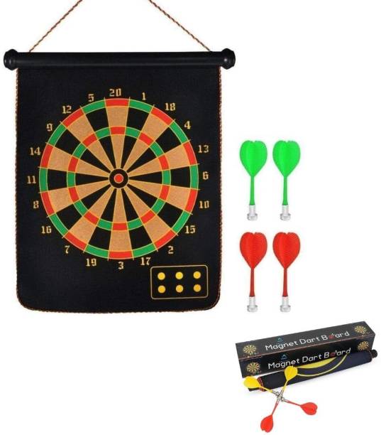littlewish Dart Game Double Faced Portable and Foldable with 4 Non Point Darts for Kids Dart Board Board Game