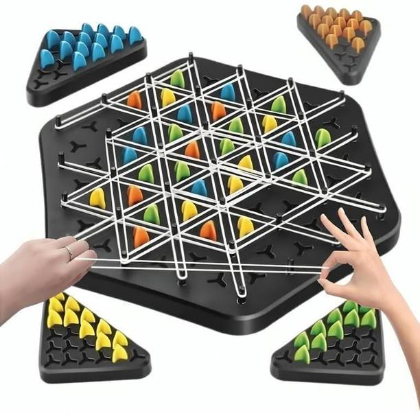 Vervita Chain Triangle Chess Game Triggle Rubber Band Game for Kids & Adults Educational Board Games