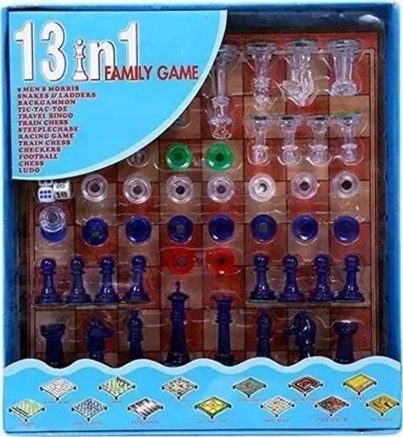 Dandur 13 in 1 Ludo, Chess, Snake and Ladder and More Board Game for Kids Party & Fun Board Game
