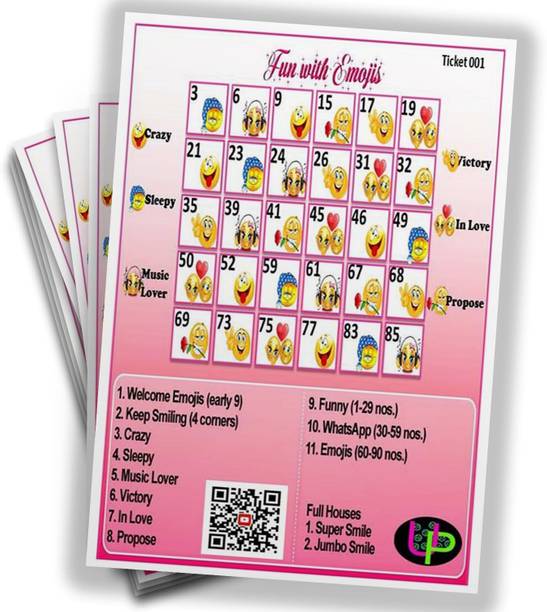 UltPult Tambola Fun With Emoji Theme Housie Bingo English (15 Tickets) Kitty Party Board Game Accessories
