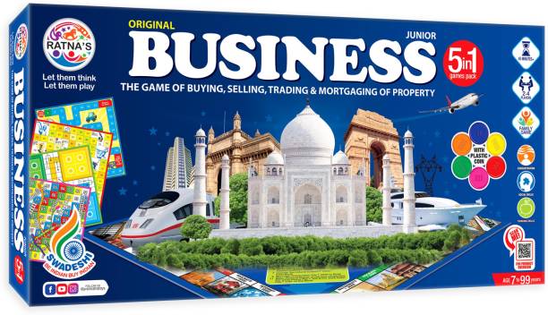 RATNA'S Business 5 in 1 with Coin, Enhace Property dealing skills (1231 Blue) Money & Assets Games Board Game