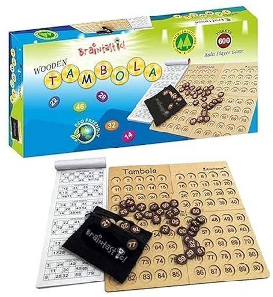 Braintastic Portable Wooden Tambola Board Game with 600 Different Tickets for Kids Educational Board Games