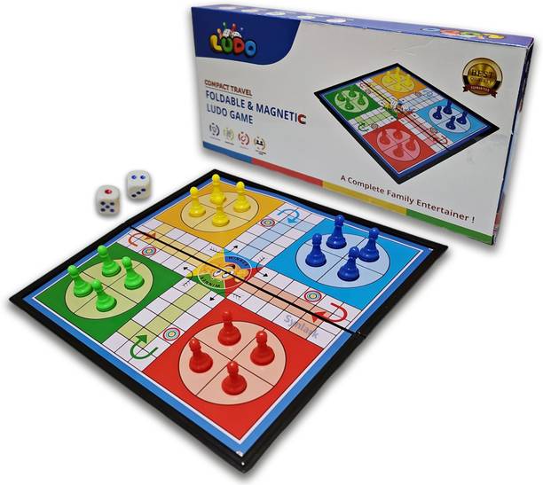 Synlark Magnetic Ludo Board game, Folding Ludo Board 4 Players Travel Game Kids & Adults Board Game Accessories