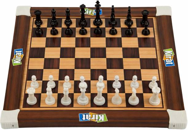 Kirat 2-in-1 Wooden Chess & Ludo Game Set 15x15 Inch Reversible Board Party & Fun Board Game