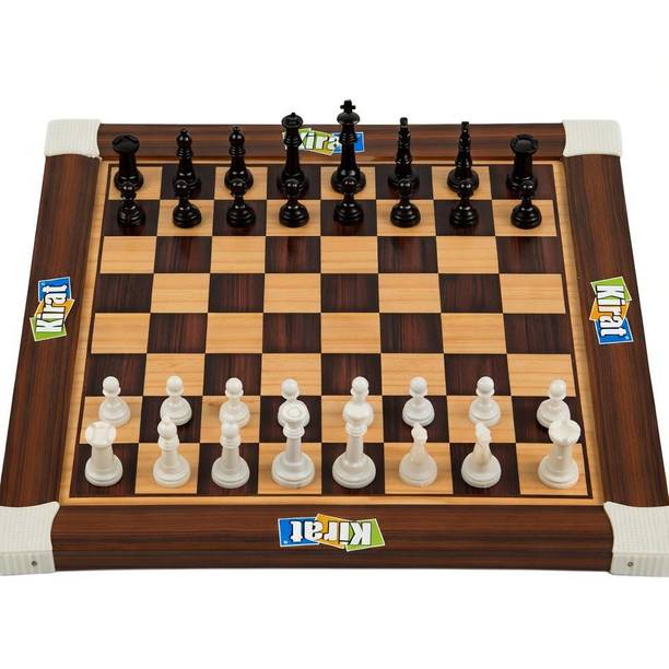 Kirat 2-in-1 Wooden Chess & Ludo Game Set 15x15 Inch Reversible Board Party & Fun Board Game