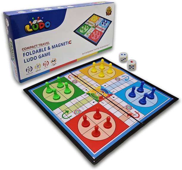 Pseudo Foldable Magnetic Ludo Board game, Ludo Game 4 Players Travel Game Kids & Adults Board Game Accessories