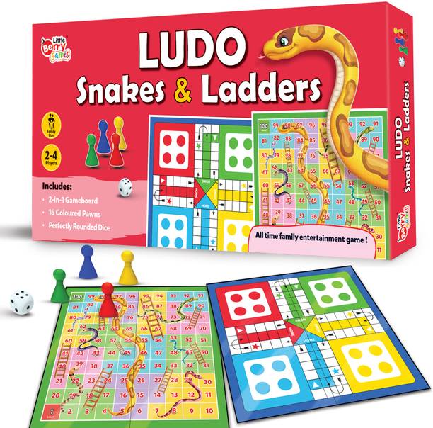 Little Berry Ludo & Snakes and Ladders Board Game Set (Junior Size) - Board Game for Kids Party & Fun Board Game