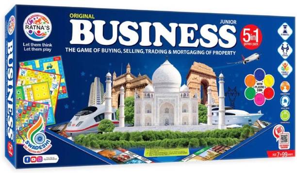 DMCART Business Board Game Junior 5 in 1 Family Trading Game for Kids & Adults Money & Assets Board Game
