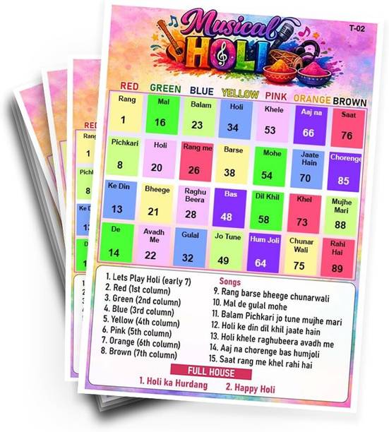 UltPult Tambola Holi Musical Theme Housie Bingo English (15 Tickets) Kitty Party Board Game Accessories