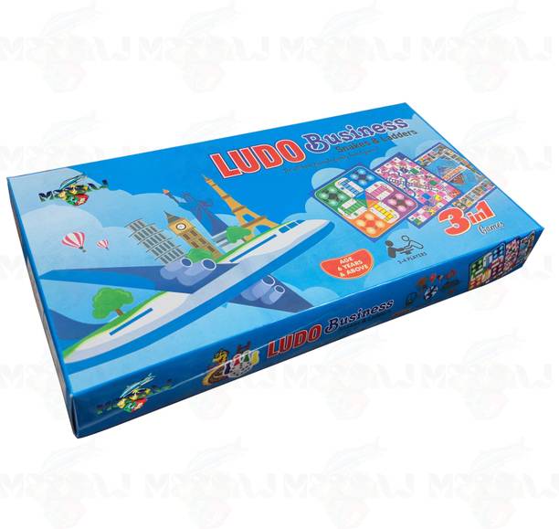 Meesaj Classic 3-in-1 Board Game – Ludo, Snake & Ladder, and Business Game for Kids Party & Fun Board Game