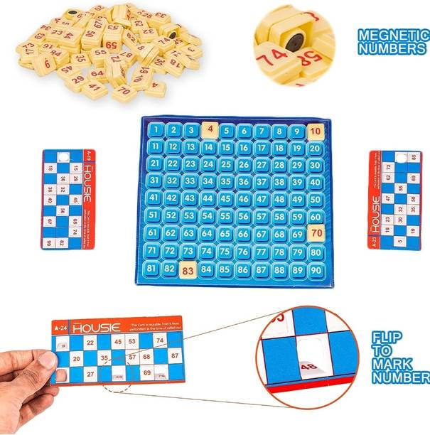 zokato Magnetic Housie Tambola Bingo Board Game for Indoor Family Fun Board Game Accessories