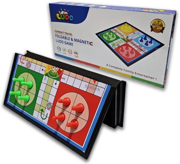 Synlark Foldable Magnetic Ludo Board game, Ludo Game 4 Players Travel Game Kids & Adults Board Game Accessories