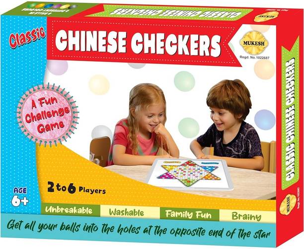 Mukesh Chinese Checkers for kids|2-6 Players | Indoor Family Game Matching puzzle Strategy & War Board Game