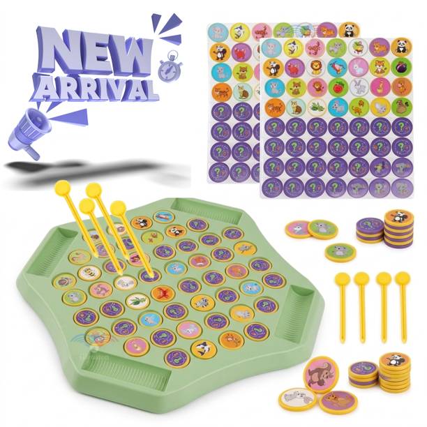 Glenston Family Flipping Chess with 54 Coins Educational Indoor Party Board Game for Kids Strategy & War Board Game
