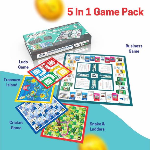 333MART Business Game With Plastic Money & Coin,5 Board Games in 1 For Kids,BIS Approved Money & Assets Board Game