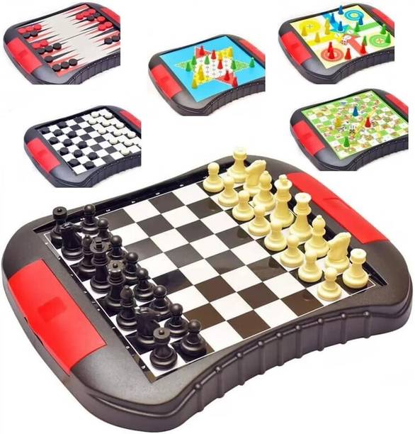 Mynxe 6 In 1 Magnetic Board Game Combo Set Classic Chess Ludo Kids and-Adults Strategy Board Game Accessories